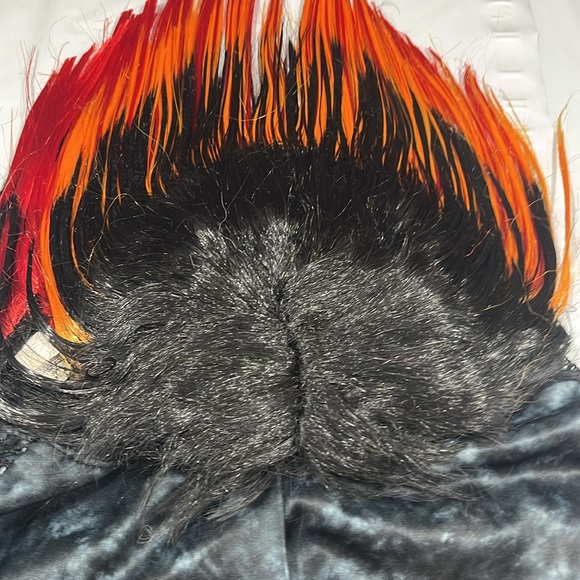 Punk EMO rocker ZOMBIE BIKER skull shirt Halloween Costume flame MOHAWK BOYS LG - Picture 11 of 15